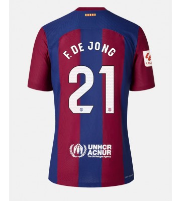 Barcelona Frenkie de Jong #21 Replica Home Stadium Shirt for Women 2023-24 Short Sleeve